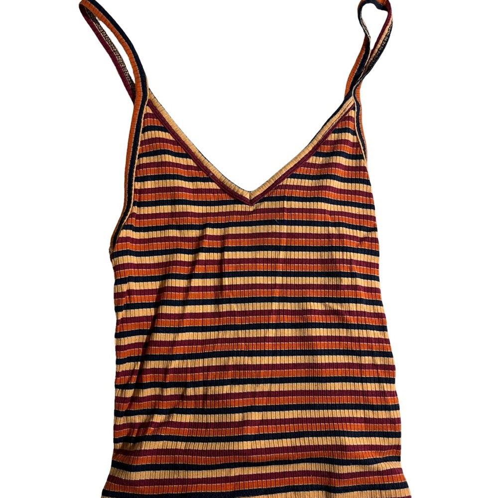 American Eagle Outfitters Striped Tank Top - Red, Orange, Black